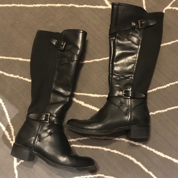 Black Leather Franco Sarto Riding Boots - Picture 2 of 6